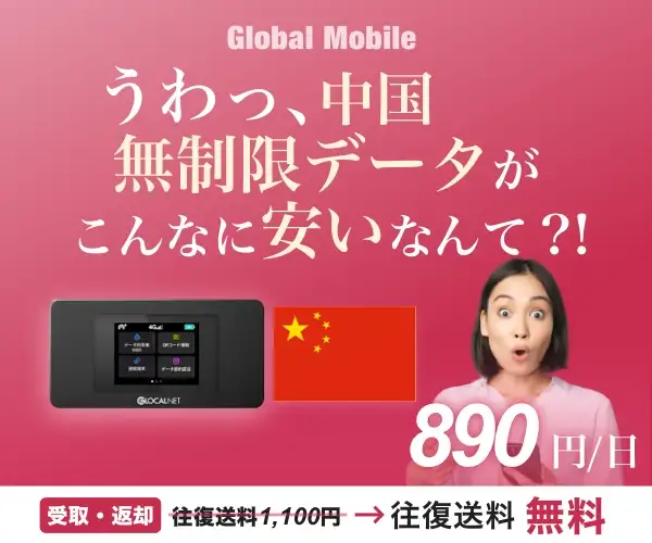 【SNSもOK!】中国専用レンタルWi-Fiルーター「チャイナデータ」