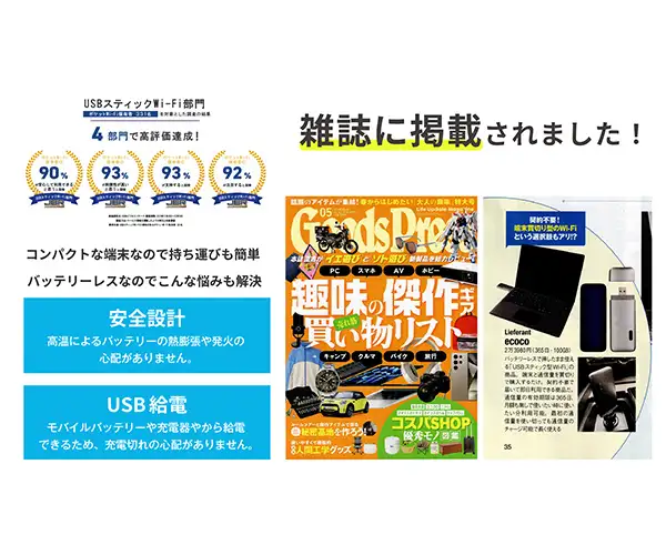 【通信の常識を変える】契約・月額不要 USBスティックWi-Fi ecoco